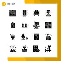 16 Icon Set Solid Style Icon Pack Glyph Symbols isolated on White Backgound for Responsive Website Designing vector