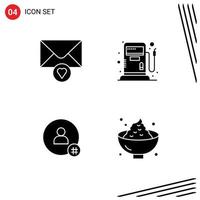 Editable Vector Line Pack of Simple Solid Glyphs of mail twitter fuel follow dinner Editable Vector Design Elements