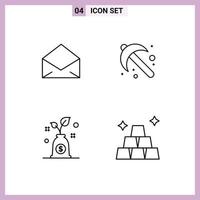 Universal Icon Symbols Group of 4 Modern Filledline Flat Colors of email growth open spade finance Editable Vector Design Elements
