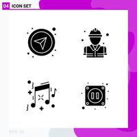 Solid Icon set Pack of 4 Glyph Icons isolated on White Background for Web Print and Mobile vector