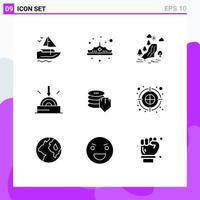 Pack of 9 creative Solid Glyphs of technology download luxury business clouds Editable Vector Design Elements