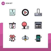 Set of 9 Modern UI Icons Symbols Signs for interface sport fan outline egg Editable Vector Design Elements