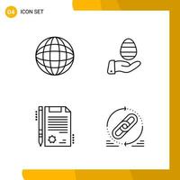 4 Icon Set Line Style Icon Pack Outline Symbols isolated on White Backgound for Responsive Website Designing vector