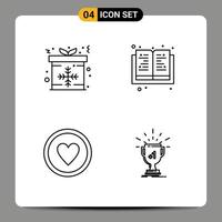 Line Pack of 4 Universal Symbols of present heart gift science award Editable Vector Design Elements