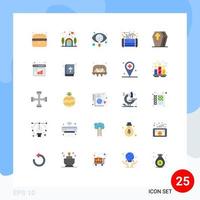 paquete de 25 signos y símbolos de colores planos modernos para medios de impresión web como el procesador de búsqueda inteligente de halloween elementos de diseño de vectores editables móviles