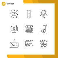 Modern Set of 9 Outlines Pictograph of estate website life ecommerce online Editable Vector Design Elements