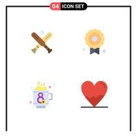User Interface Pack of 4 Basic Flat Icons of ball hot bats quality beat Editable Vector Design Elements