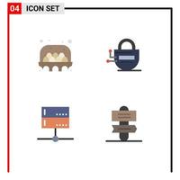 Universal Icon Symbols Group of 4 Modern Flat Icons of agriculture data food server server Editable Vector Design Elements