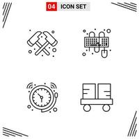 4 Icons Line Style Grid Based Creative Outline Symbols for Website Design Simple Line Icon Signs Isolated on White Background 4 Icon Set vector