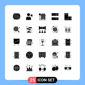 conjunto moderno de 25 glifos y símbolos sólidos, como rotar elementos de diseño de vectores editables de contraseña de dispositivo de ciudad móvil