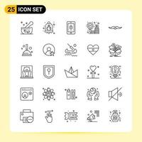 25 iconos creativos para el diseño moderno de sitios web y aplicaciones móviles receptivas 25 símbolos de contorno signos sobre fondo blanco paquete de 25 iconos vector