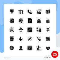 Universal Icon Symbols Group of 25 Modern Solid Glyphs of programming coding call code living Editable Vector Design Elements