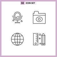 Pictogram Set of 4 Simple Filledline Flat Colors of merroir web heard folder design Editable Vector Design Elements