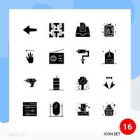 16 iconos creativos signos y símbolos modernos de la mano del buzón del cursor izquierdo invitan a elementos de diseño vectorial editables vector