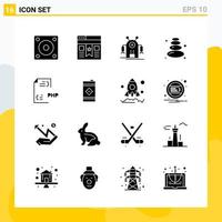 colección de 16 iconos sólidos universales conjunto de iconos para web y móvil vector