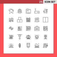 Stock Vector Icon Pack of 25 Line Signs and Symbols for sound router archive modem file Editable Vector Design Elements