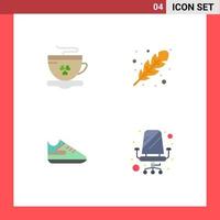 Pictogram Set of 4 Simple Flat Icons of tea shoes ireland fall chair Editable Vector Design Elements