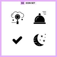 4 Icons in Solid Style Glyph Symbols on White Background Creative Vector Signs for Web mobile and Print