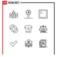 9 General Icons for website design print and mobile apps 9 Outline Symbols Signs Isolated on White Background 9 Icon Pack vector