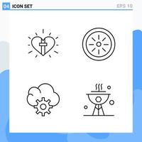 Modern 4 Line style icons Outline Symbols for general use Creative Line Icon Sign Isolated on White Background 4 Icons Pack vector