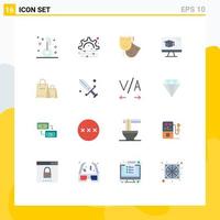 Set of 16 Modern UI Icons Symbols Signs for shopping bag masks graduation cap Editable Pack of Creative Vector Design Elements