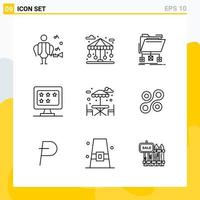 Collection of 9 Universal Line Icons Icon Set for Web and Mobile vector