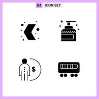 4 Icons in Solid Style Glyph Symbols on White Background Creative Vector Signs for Web mobile and Print