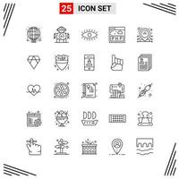 25 Icons Line Style Grid Based Creative Outline Symbols for Website Design Simple Line Icon Signs Isolated on White Background 25 Icon Set vector