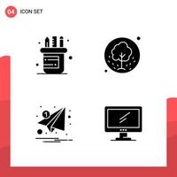 Pack of 4 Universal Glyph Icons for Print Media on White Background vector