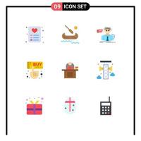 Universal Icon Symbols Group of 9 Modern Flat Colors of computer desk scientist hand buy Editable Vector Design Elements