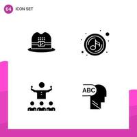 paquete de conjunto de iconos de glifo de 4 iconos sólidos aislados en fondo blanco para aplicaciones móviles y de impresión de diseño de sitios web receptivos vector