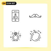 4 Creative Icons for Modern website design and responsive mobile apps 4 Outline Symbols Signs on White Background 4 Icon Pack vector