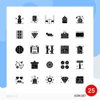 25 User Interface Solid Glyph Pack of modern Signs and Symbols of film stip makeup table fragrance read Editable Vector Design Elements