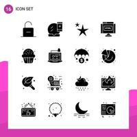 Glyph Icon set Pack of 16 Solid Icons isolated on White Background for responsive Website Design Print and Mobile Applications vector