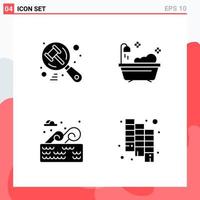 Collection of 4 Vector Icons in solid style Modern Glyph Symbols for Web and Mobile Solid Icon Sign Isolated on White Background 4 Icons