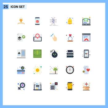Set of 25 Modern UI Icons Symbols Signs for computer notify distribution notification smart Editable Vector Design Elements