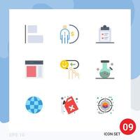 Modern Set of 9 Flat Colors Pictograph of emotion sidebar business right communication Editable Vector Design Elements