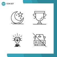 Vector Pack of 4 Outline Symbols Line Style Icon Set on White Background for Web and Mobile