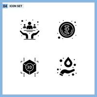 Stock Vector Icon Pack of 4 Line Signs and Symbols for awareness printing day money formula Editable Vector Design Elements