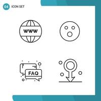 Vector Pack of 4 Outline Symbols Line Style Icon Set on White Background for Web and Mobile