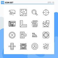 Modern 16 Line style icons Outline Symbols for general use Creative Line Icon Sign Isolated on White Background 16 Icons Pack vector