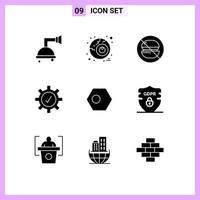 User Interface Pack of 9 Basic Solid Glyphs of flag bangladesh label bangla settings Editable Vector Design Elements