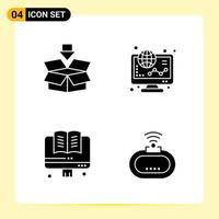 4 Creative Icons for Modern website design and responsive mobile apps 4 Glyph Symbols Signs on White Background 4 Icon Pack vector