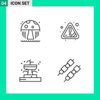 paquete de 4 iconos de estilo de línea establece símbolos de esquema para imprimir signos creativos aislados en fondo blanco 4 conjunto de iconos vector