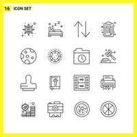 16 Icon Set Simple Line Symbols Outline Sign on White Background for Website Design Mobile Applications and Print Media vector