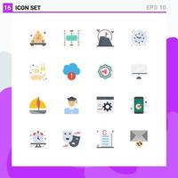 Group of 16 Flat Colors Signs and Symbols for medical time achievement living mountain Editable Pack of Creative Vector Design Elements