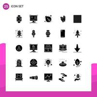 25 Thematic Vector Solid Glyphs and Editable Symbols of weather fog leaf repair building Editable Vector Design Elements