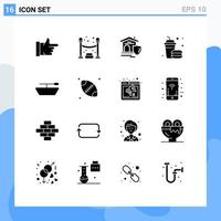 Pictogram Set of 16 Simple Solid Glyphs of thanksgiving rugby real boat fast Editable Vector Design Elements