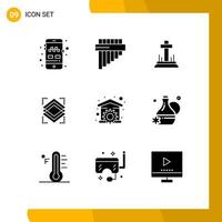 Editable Vector Line Pack of 9 Simple Solid Glyphs of repair house christian server object Editable Vector Design Elements