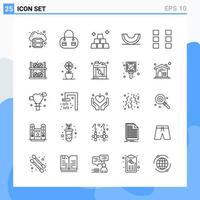 iconos de estilo moderno de 25 líneas delinean símbolos para uso general signo de icono de línea creativa aislado sobre fondo blanco paquete de 25 iconos vector